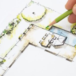 Landscape Architect sketching Garden Plan. Design, Idea and Sketch is my own Work.